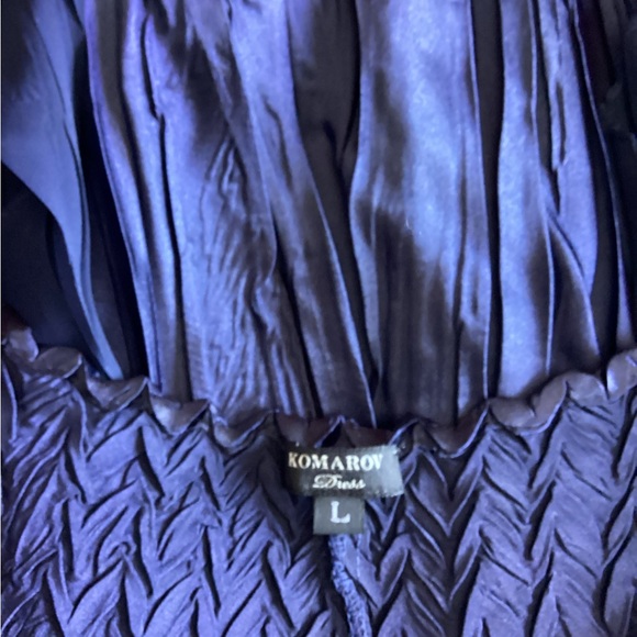 New! Elegant Blue designer Komarov Textured Dress - Picture 4 of 5